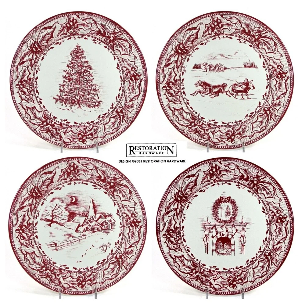 Restoration Hardware Holiday Tin Plates. Set of 4 🎄❄️